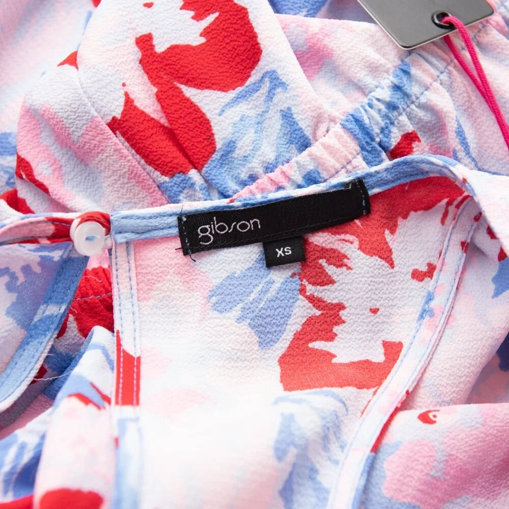 Gibson x Hi Sugarplum Mykonos Romper Abstract Floral Racerback Pink Blue XS New - Picture 3 of 8